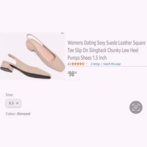 Suede Leather Toe Slip On Slingback Chunky Low Heel
Pumps Shoes 1.5 Inch